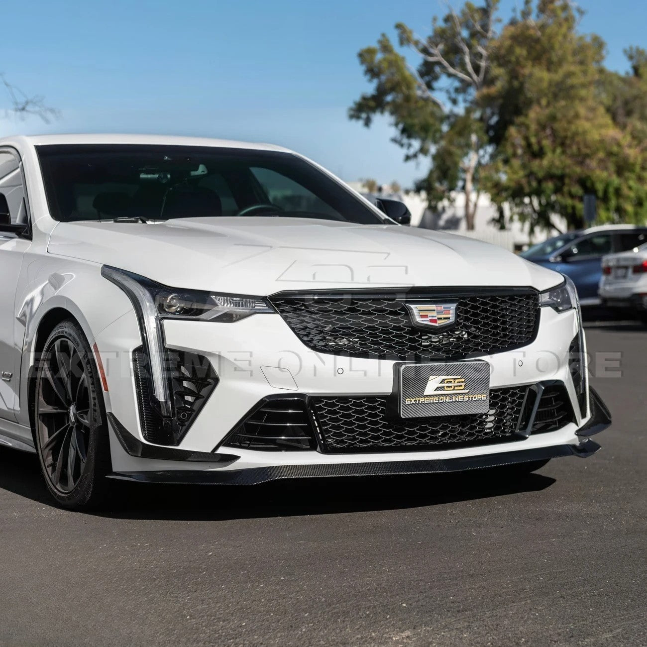 2020-Up Cadillac CT4-V Blackwing Front Lip Splitter & Carnards