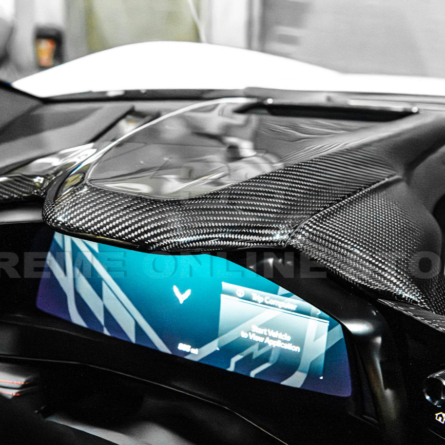 Corvette C8 DRY CARBON FIBER Upper Dash Instrument Panel Cover Kit