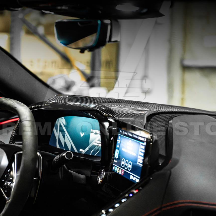 Corvette C8 DRY CARBON FIBER Upper Dash Instrument Panel Cover Kit