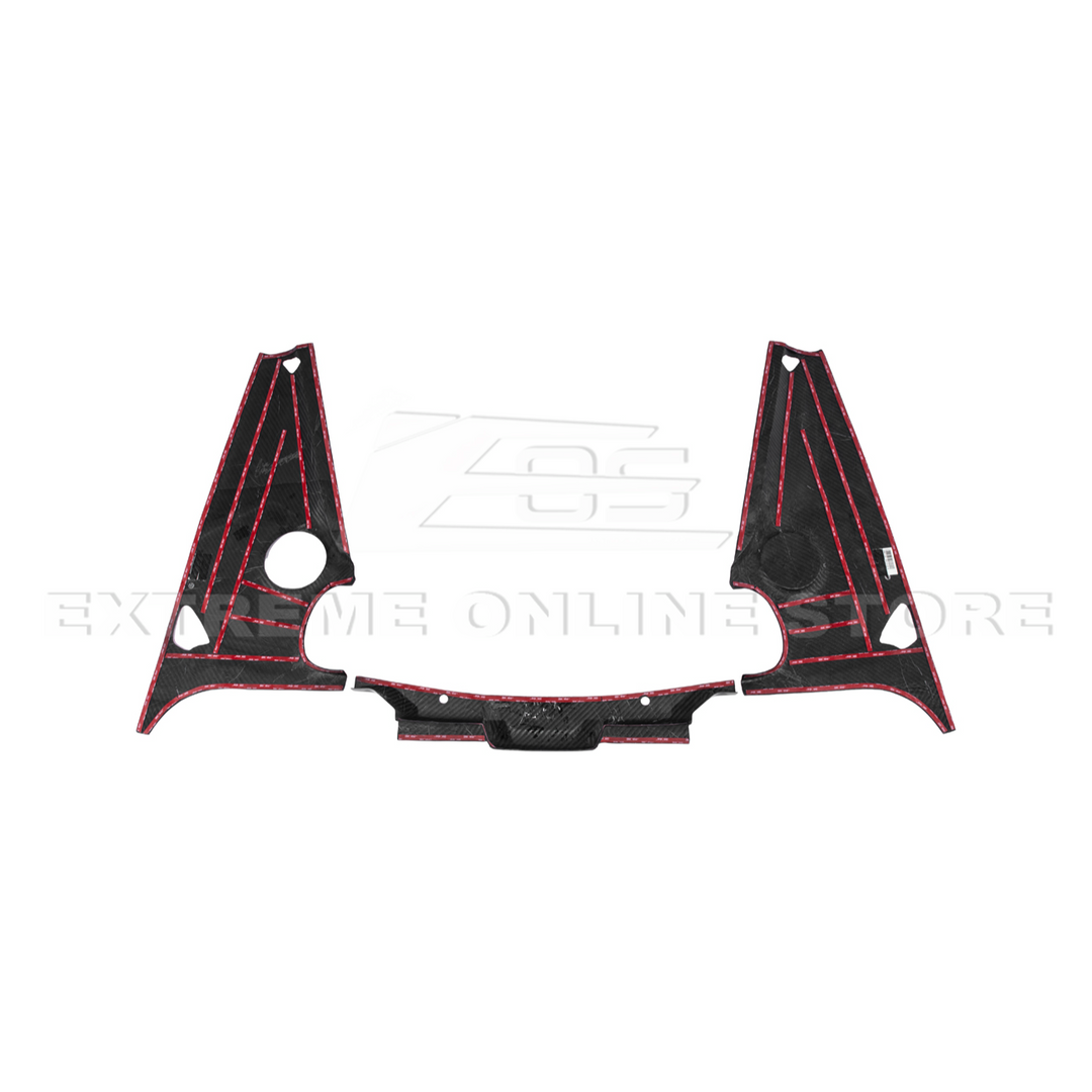 Corvette C8 DRY CARBON FIBER Coupe Engine Bay Panel Cover (3-Pieces Version)