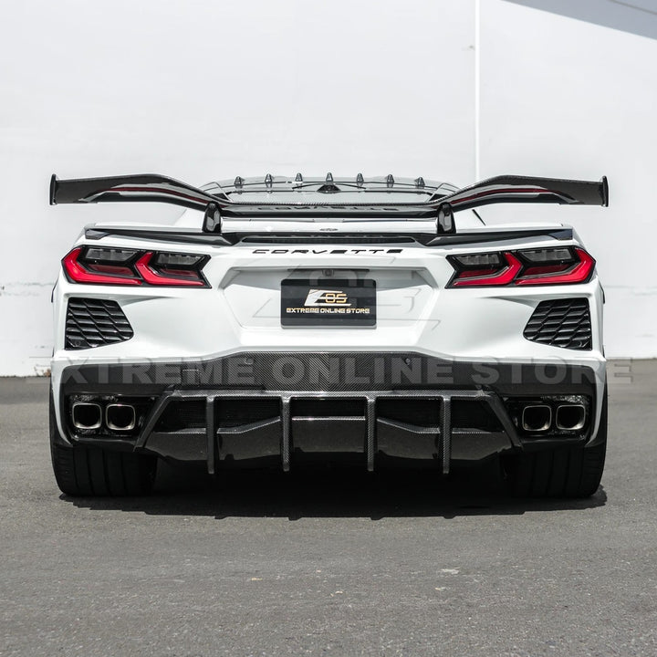 2020-Up Corvette C8 DRY CARBON FIBER Rear Bumper Diffuser Quad Exit