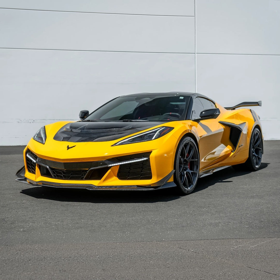 Corvette C8 Z06 | Z07 DRY Carbon Fiber Front Splitter &amp; No Drill Canards