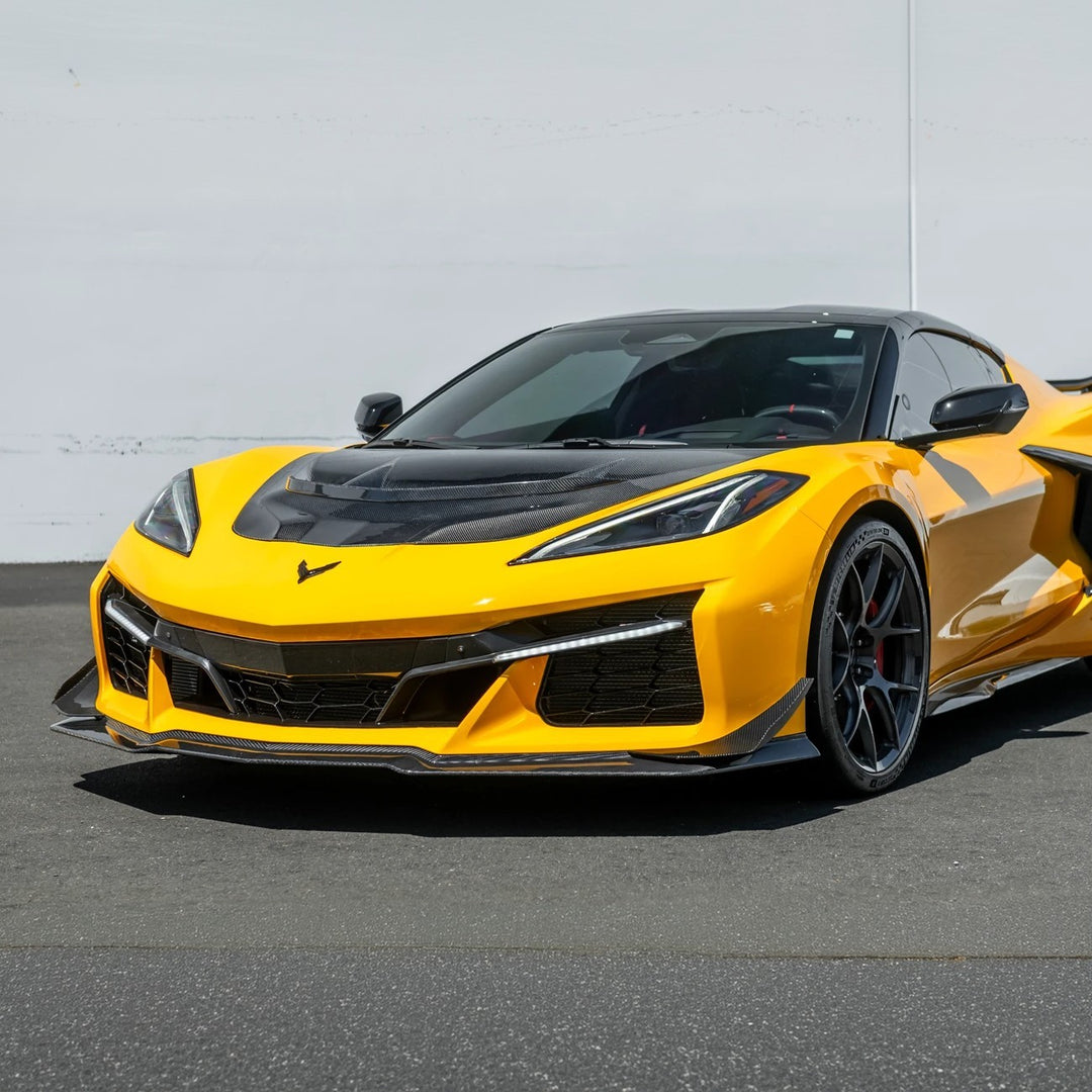 Corvette C8 Z06 | Z07 DRY Carbon Fiber Front Splitter &amp; No Drill Canards