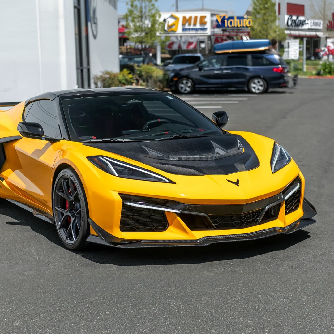 Corvette C8 Z06 | Z07 DRY Carbon Fiber Front Splitter &amp; No Drill Canards