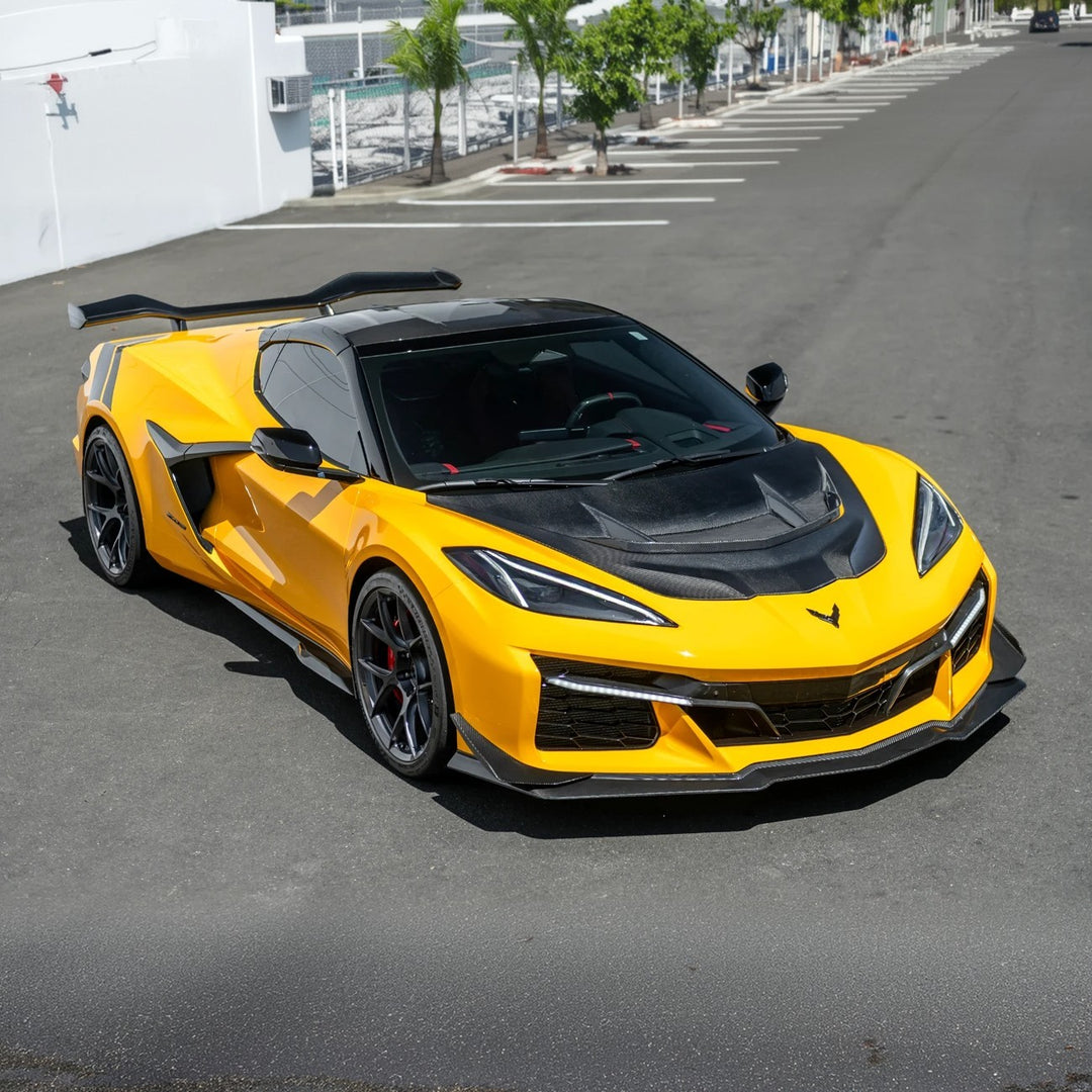 Corvette C8 Z06 | Z07 DRY Carbon Fiber Front Splitter &amp; No Drill Canards