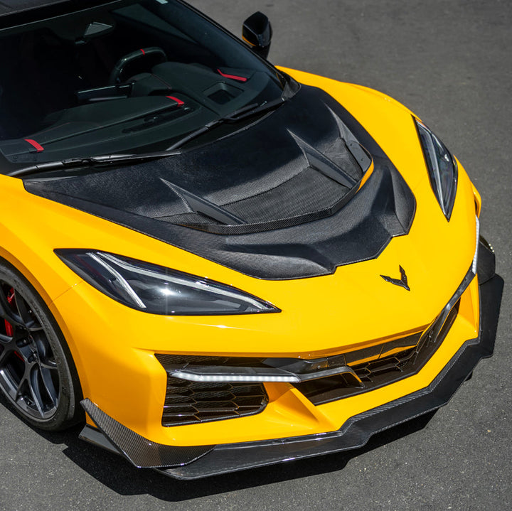 Corvette C8 Z06 | Z07 DRY Carbon Fiber Front Splitter &amp; No Drill Canards