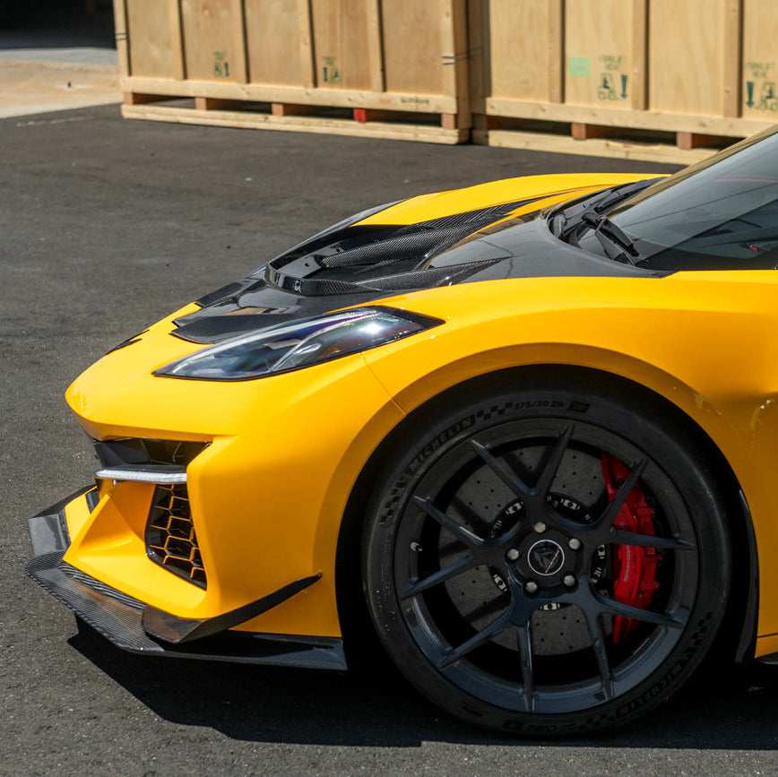 Corvette C8 Z06 | Z07 DRY Carbon Fiber Front Splitter &amp; No Drill Canards