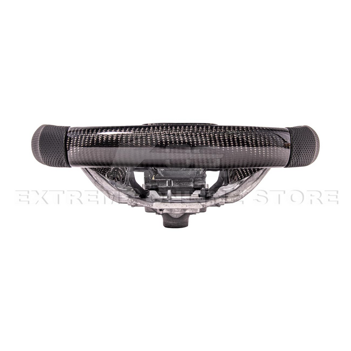 2024-Up Ford Mustang CARBON FIBER Perforated Leather Red Stripe Steering Wheel