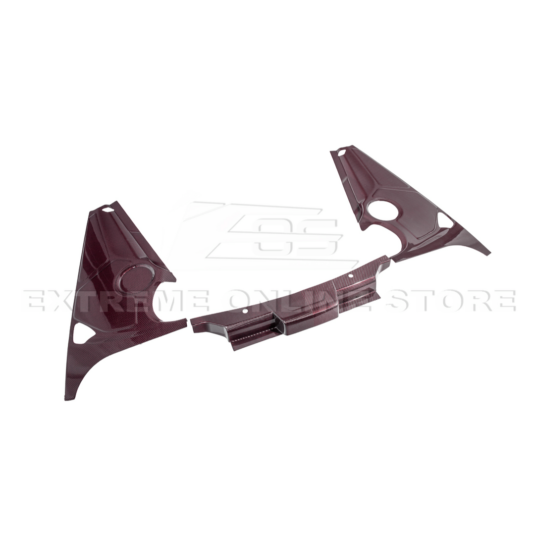 Corvette C8 DRY CARBON FIBER Coupe Engine Bay Panel Cover (3-Pieces Version)