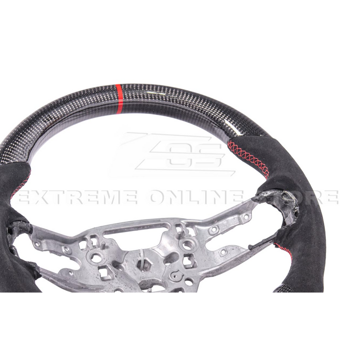 2024-Up Ford Mustang CARBON FIBER Alcantara Leather Red Stripe Steering Wheel