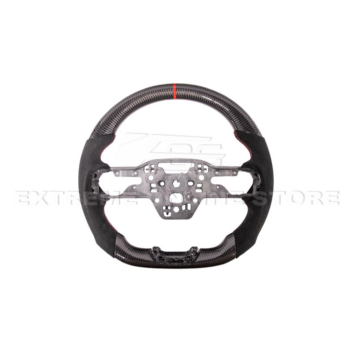 2024-Up Ford Mustang CARBON FIBER Alcantara Leather Red Stripe Steering Wheel