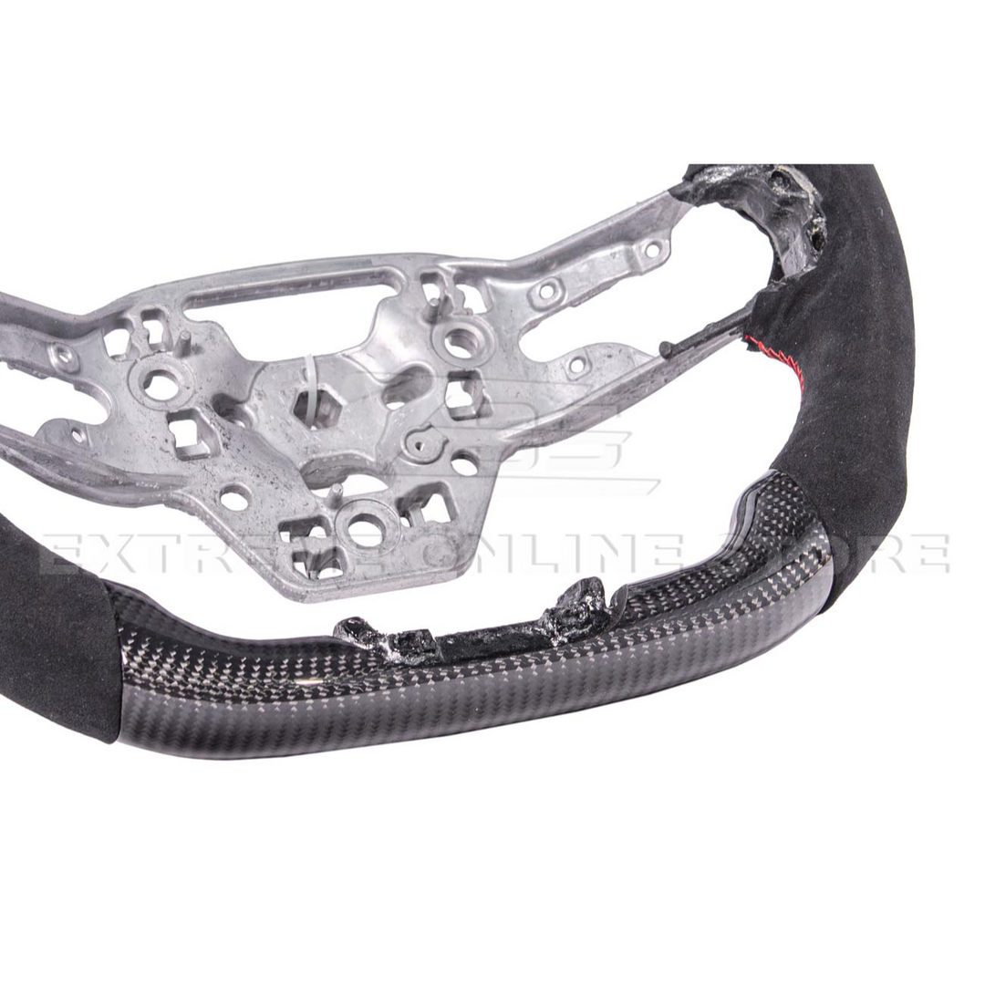 2024-Up Ford Mustang CARBON FIBER Alcantara Leather Red Stripe Steering Wheel