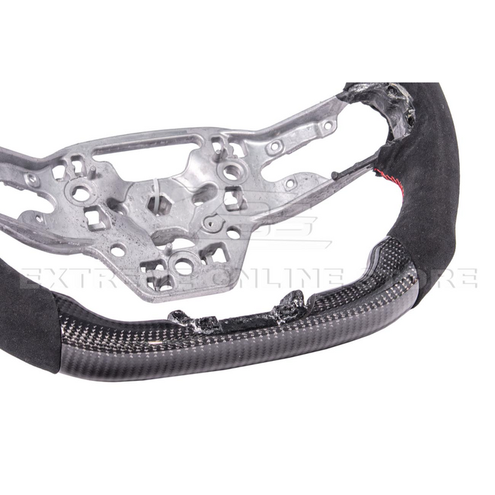 2024-Up Ford Mustang CARBON FIBER Alcantara Leather Red Stripe Steering Wheel