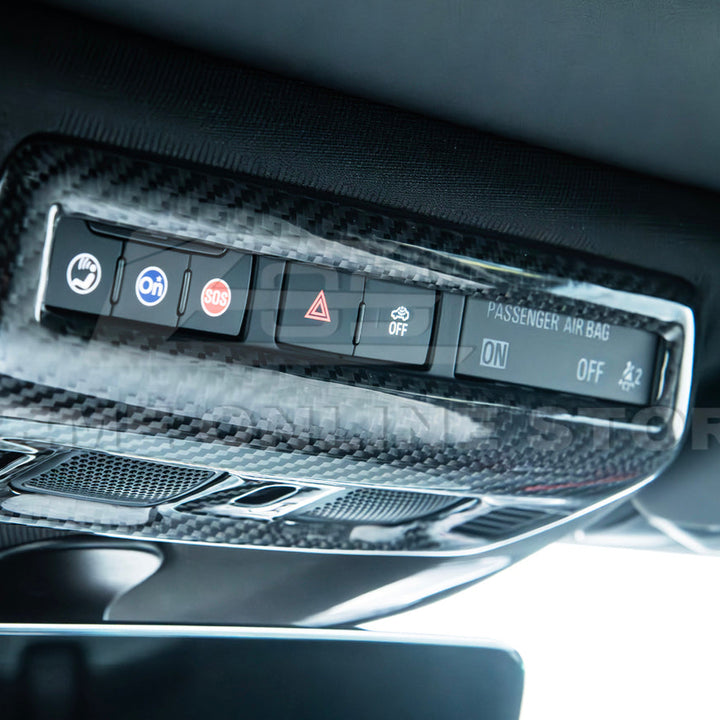 Corvette C8 DRY CARBON FIBER Roof Reading Light Control Cover