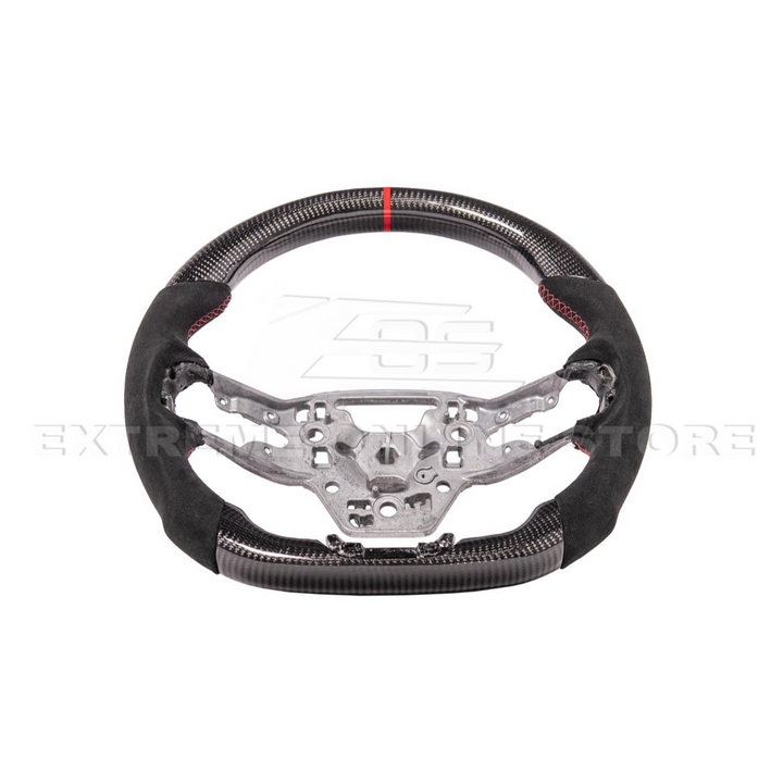 2024-Up Ford Mustang CARBON FIBER Alcantara Leather Red Stripe Steering Wheel
