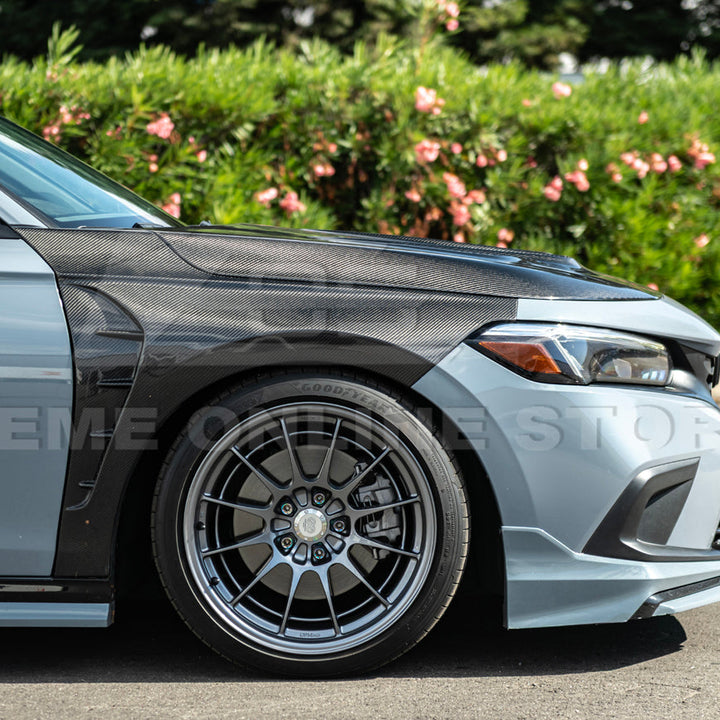 2022-Up Honda Civic | JDM Varis Style CARBON FIBER Front Vented Hood w/ Fender