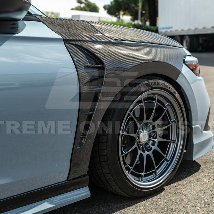 2022-Up Honda Civic | JDM Varis Style CARBON FIBER Front Vented Hood w/ Fender