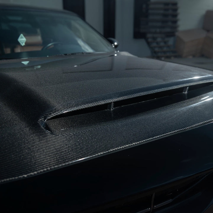 2008-23 Dodge Challenger | SRT Demon Style Carbon Fiber Scooped Front Hood