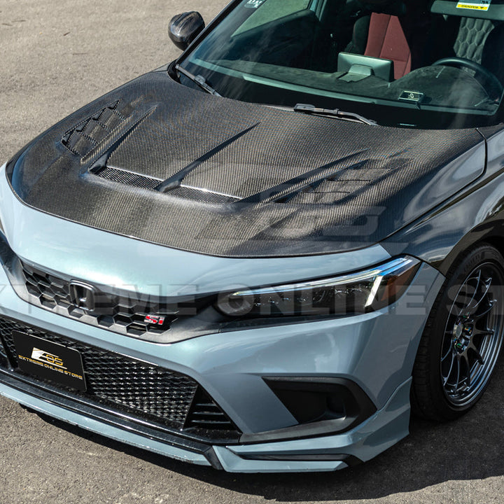 2022-Up Honda Civic | JDM Varis Style CARBON FIBER Front Vented Hood w/ Fender