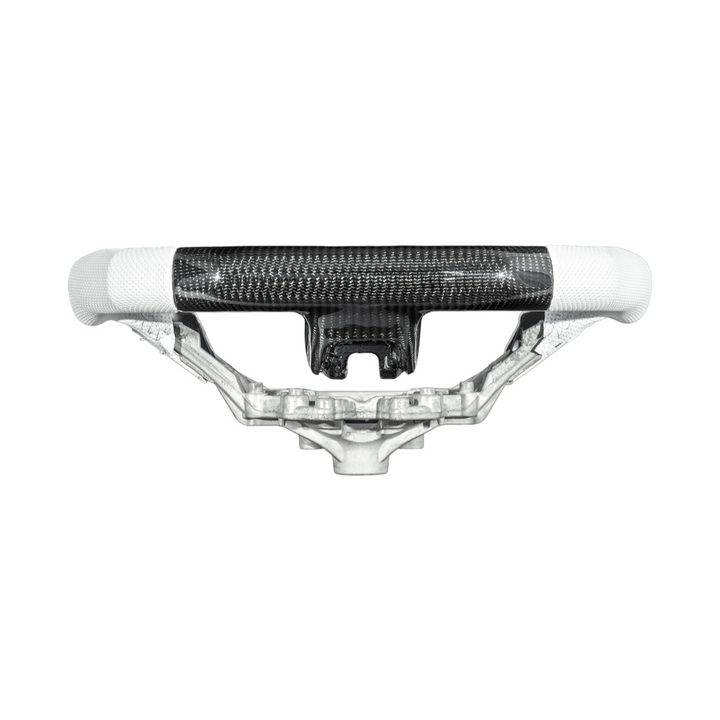 2015-23 Mustang White Leather White Stitching Carbon Fiber Steering Wheel