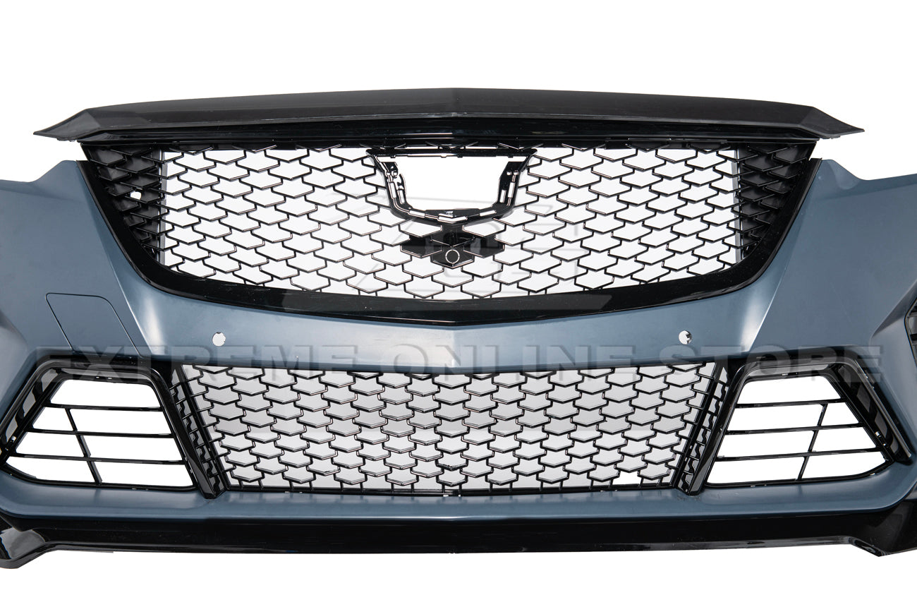 Gloss Black Front Bumper Lip Spoiler For 2020-2024 Cadillac CT5 (Premium Luxury/Luxury) - 3PC IKON MOTORSPORTS Kit