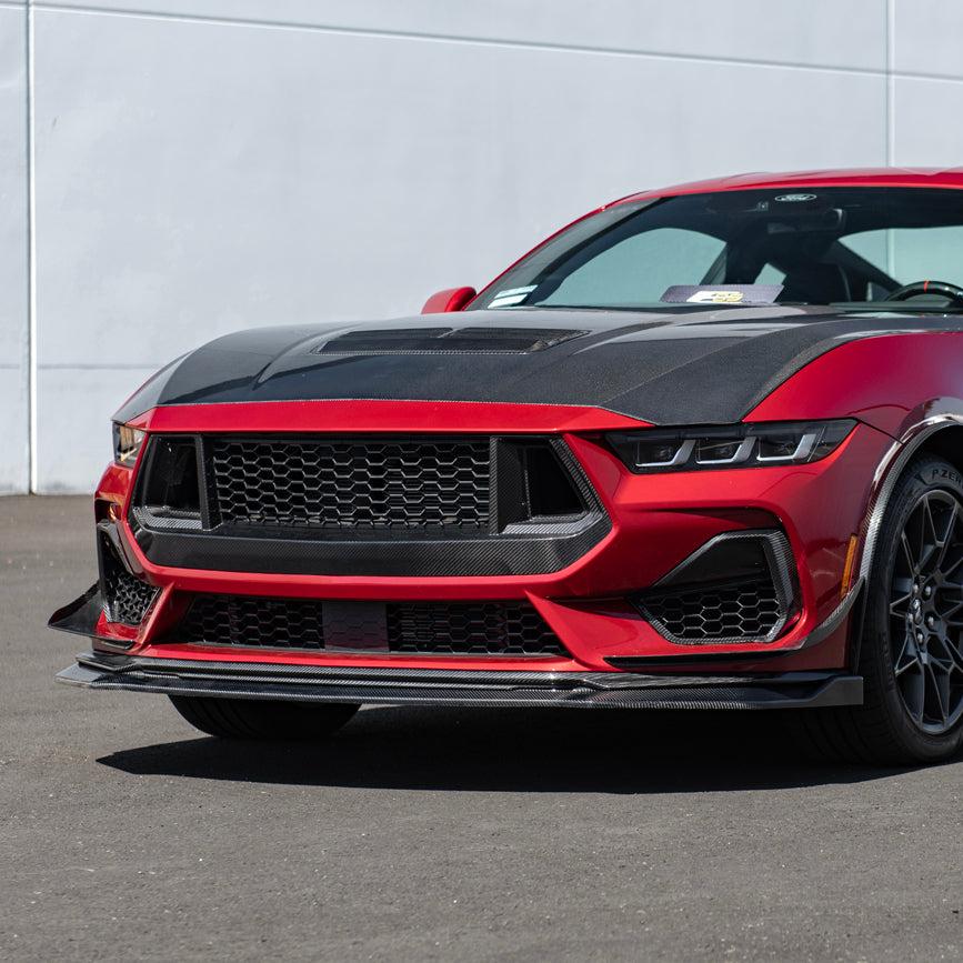 2024+ Ford Mustang DRY CARBON FIBER Front Upper Grille W/ GT Mesh Cover
