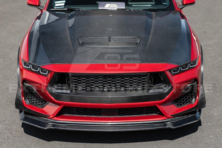 2024+ Ford Mustang DRY CARBON FIBER Front Upper Grille W/ GT Mesh Cover