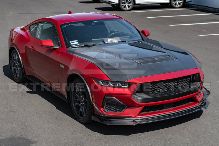 2024+ Ford Mustang DRY CARBON FIBER Front Upper Grille W/ GT Mesh Cover