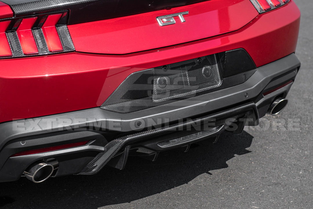 2024+ Ford Mustang Rear Finned Dry CArbon Fiber Bumper Diffuser