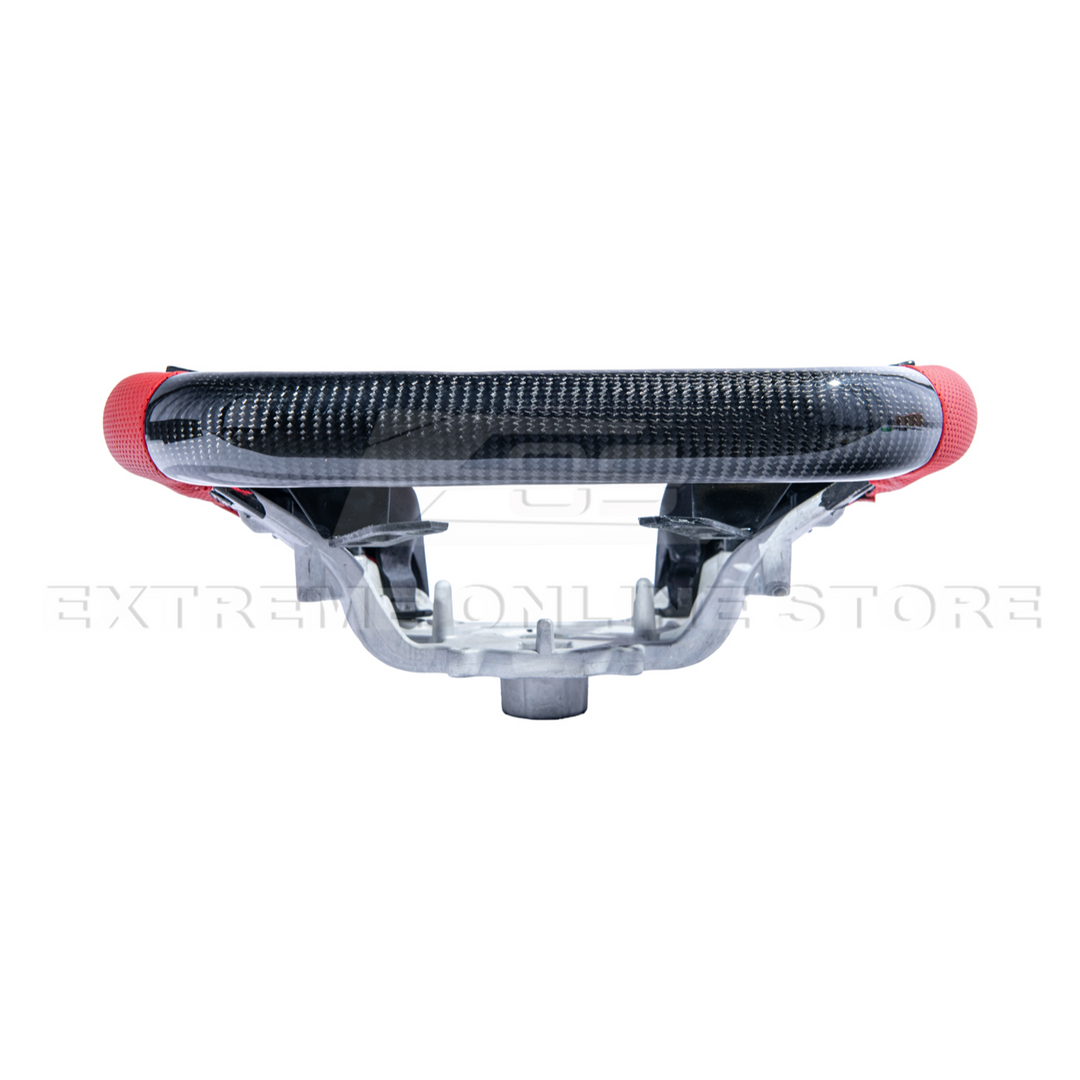Corvette C8 CARBON FIBER Red Perforated Leather Stripe Steering Wheel