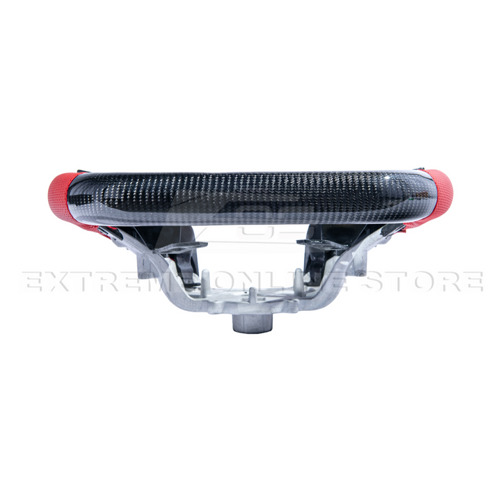 Corvette C8 CARBON FIBER Red Perforated Leather Stripe Steering Wheel