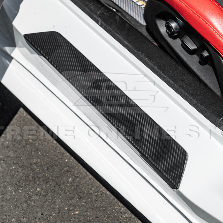 Corvette C8 DRY CARBON FIBER Side Door Sill Plate Strip Covers