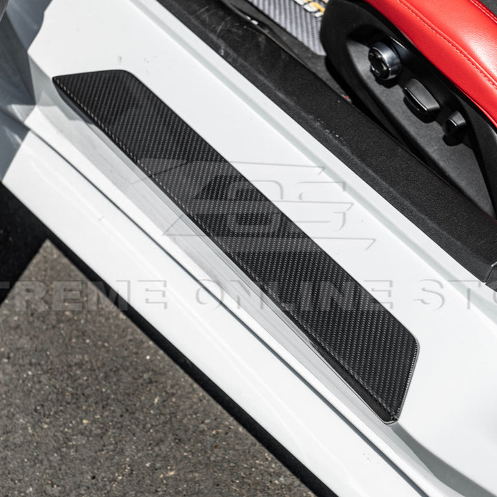 Corvette C8 DRY CARBON FIBER Side Door Sill Plate Strip Covers