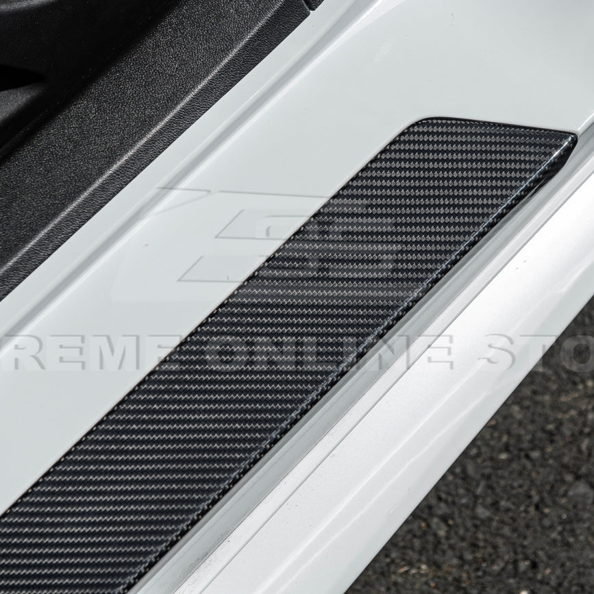 Corvette C8 DRY CARBON FIBER Side Door Sill Plate Strip Covers