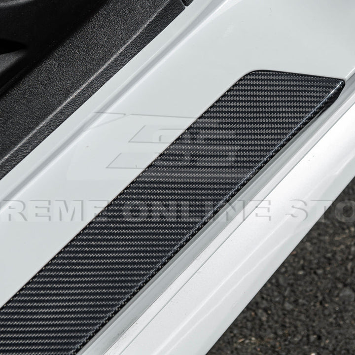 Corvette C8 DRY CARBON FIBER Side Door Sill Plate Strip Covers