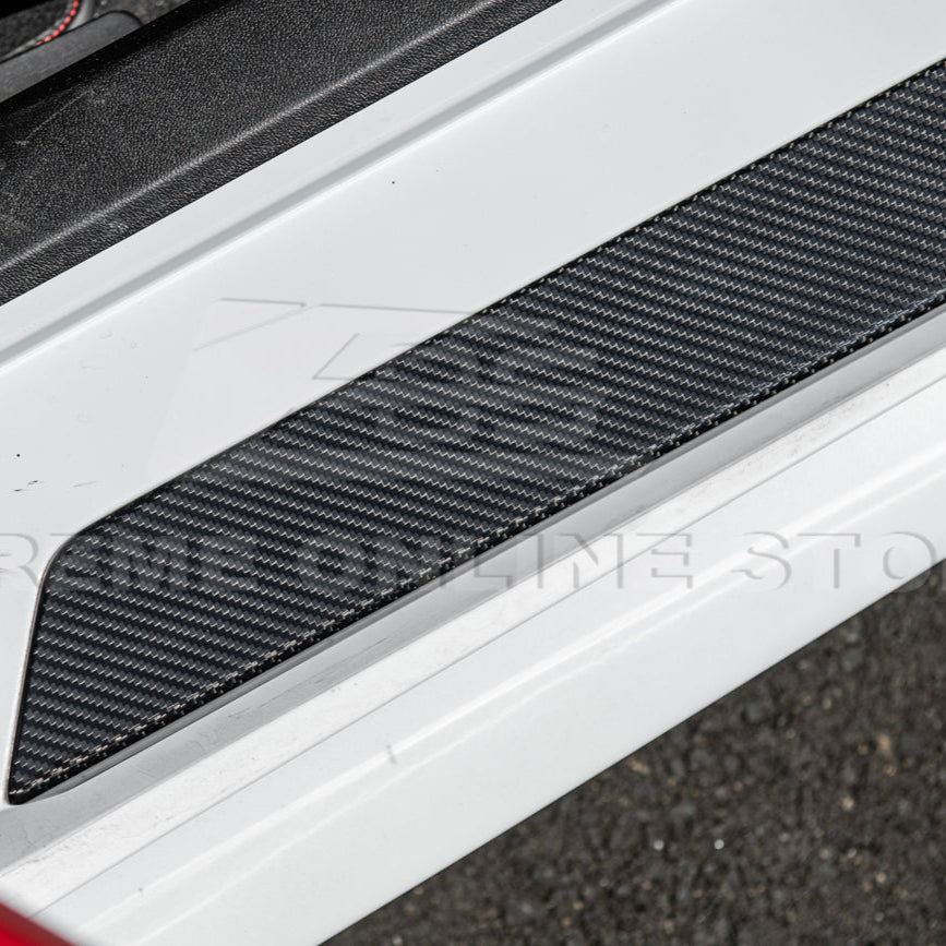 Corvette C8 DRY CARBON FIBER Side Door Sill Plate Strip Covers