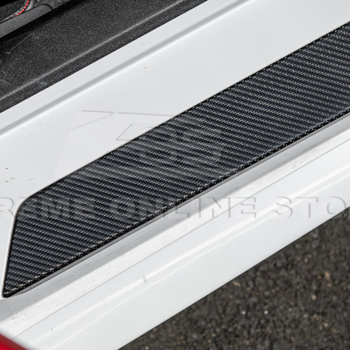 Corvette C8 DRY CARBON FIBER Side Door Sill Plate Strip Covers