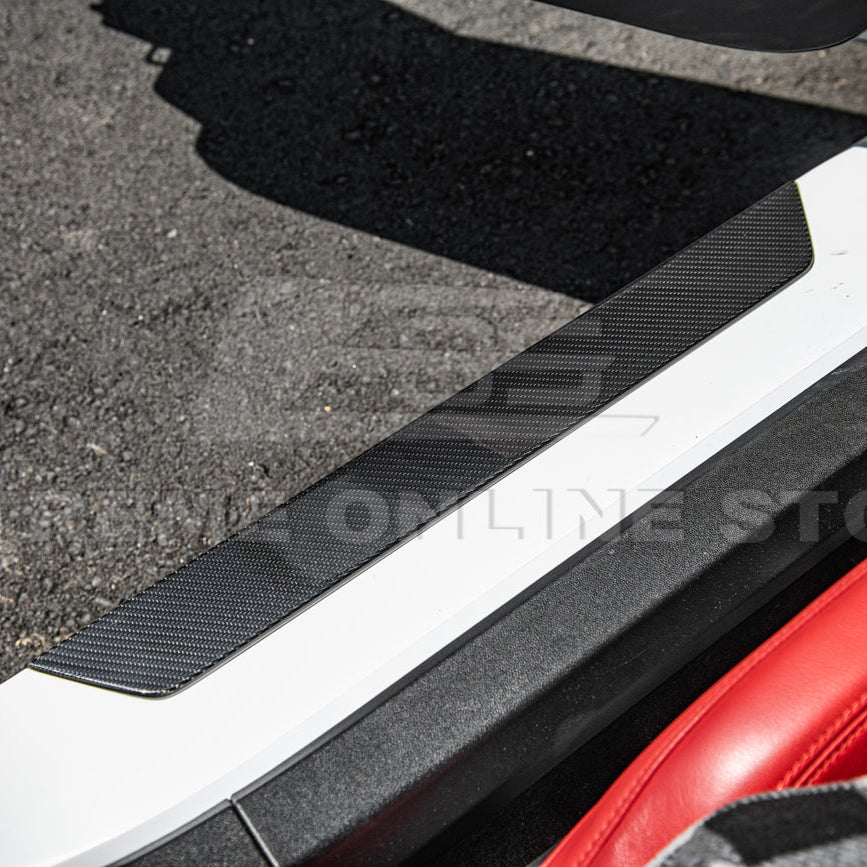 Corvette C8 DRY CARBON FIBER Side Door Sill Plate Strip Covers