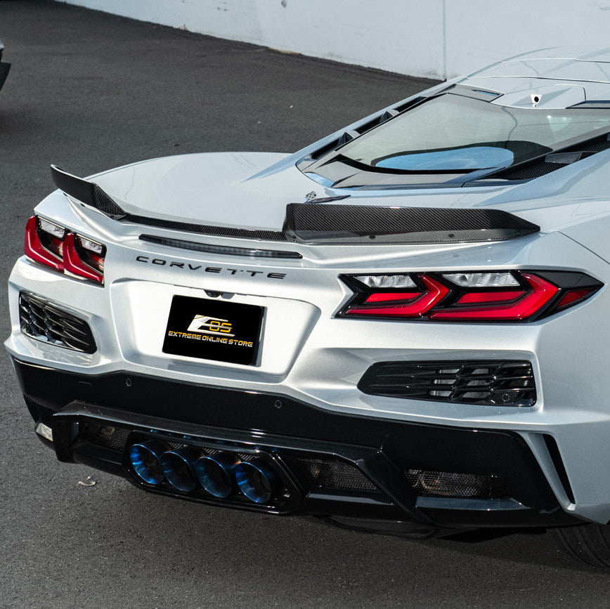 Corvette C8 Z06 DRY CARBON FIBER 1.5" Extended Rear Wing Wickerbill Winglets