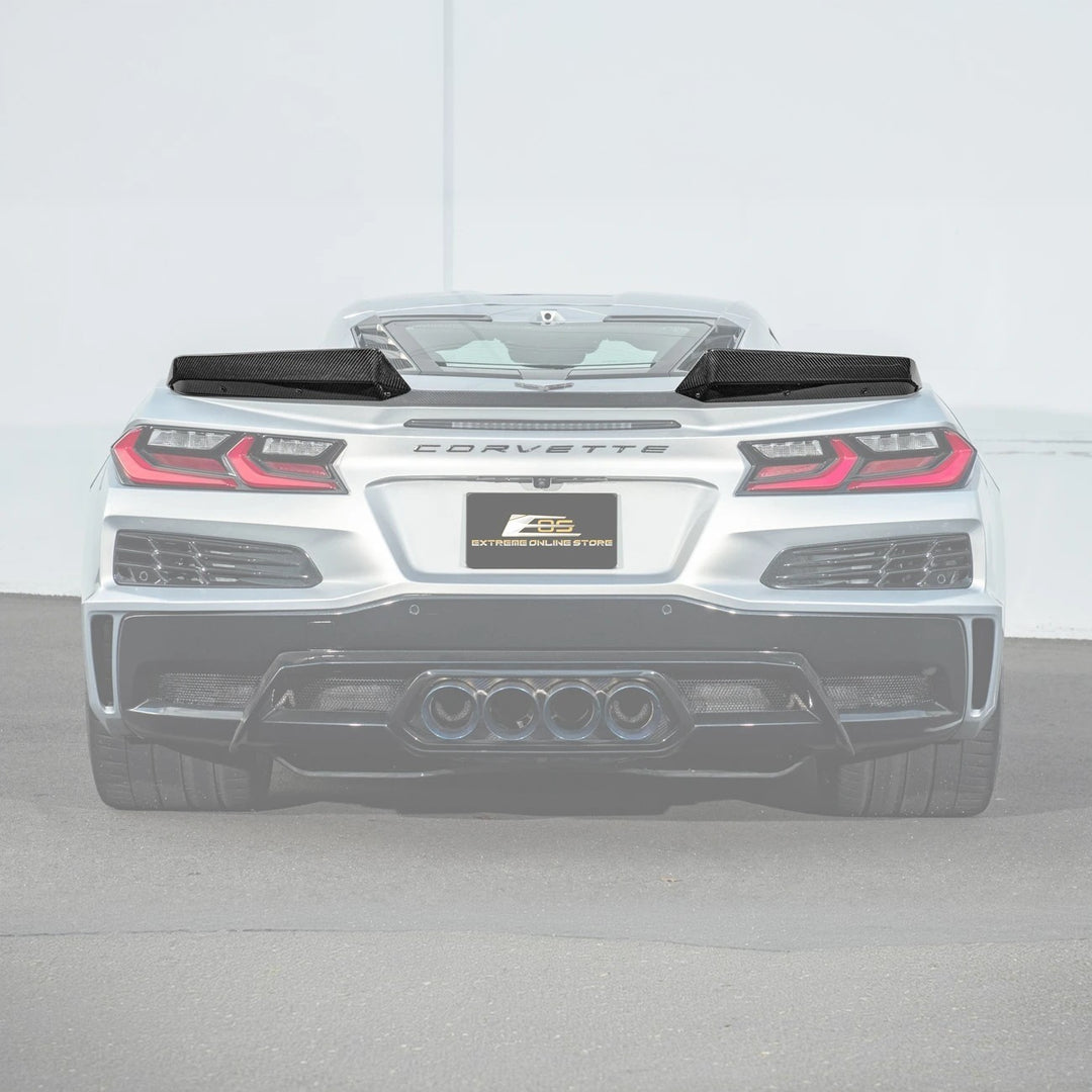 Corvette C8 Z06 DRY CARBON FIBER 1.5" Extended Rear Wing Wickerbill Winglets