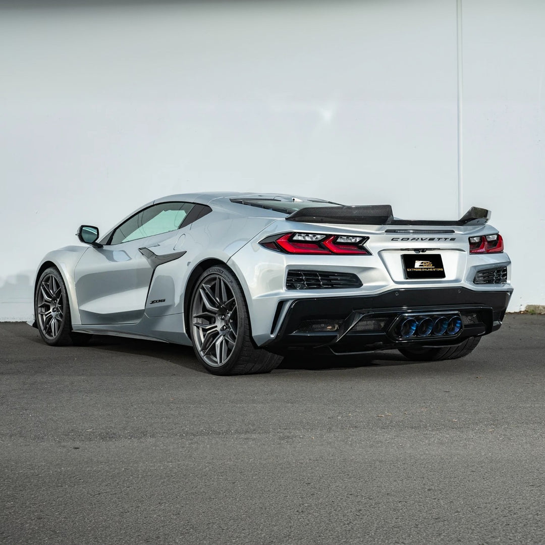 Corvette C8 Z06 DRY CARBON FIBER 1.5" Extended Rear Wing Wickerbill Winglets