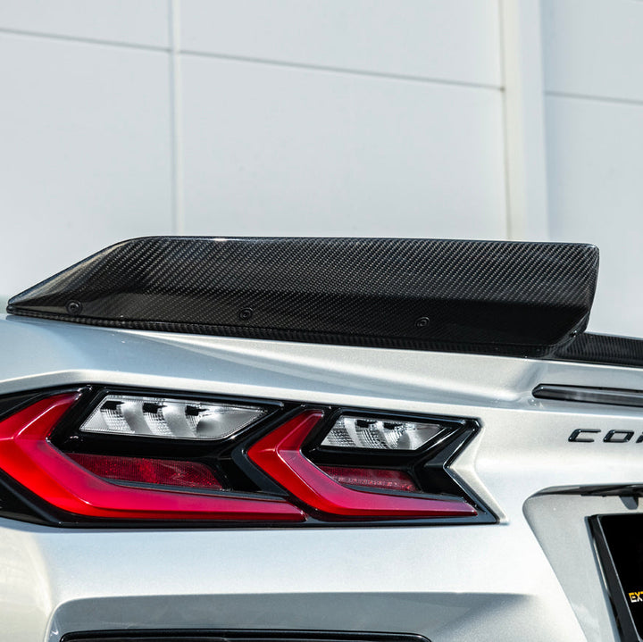 Corvette C8 Z06 DRY CARBON FIBER 1.5" Extended Rear Wing Wickerbill Winglets
