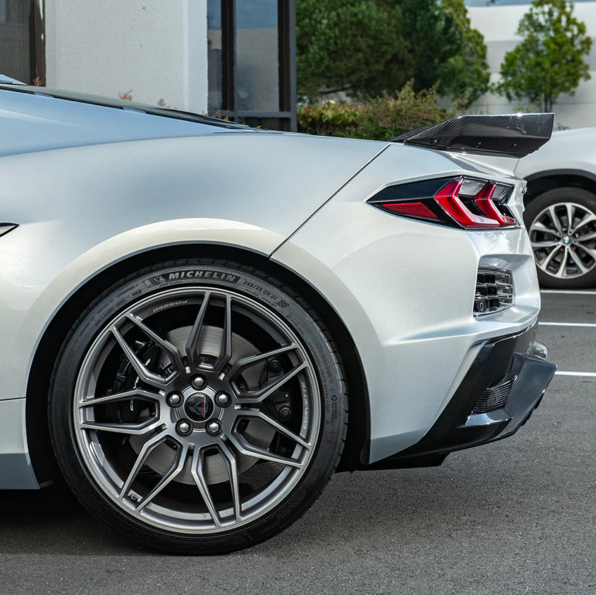 Corvette C8 Z06 DRY CARBON FIBER 1.5" Extended Rear Wing Wickerbill Winglets