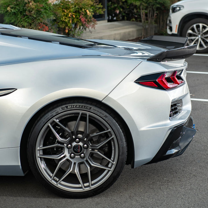 Corvette C8 Z06 DRY CARBON FIBER 1.5" Extended Rear Wing Wickerbill Winglets