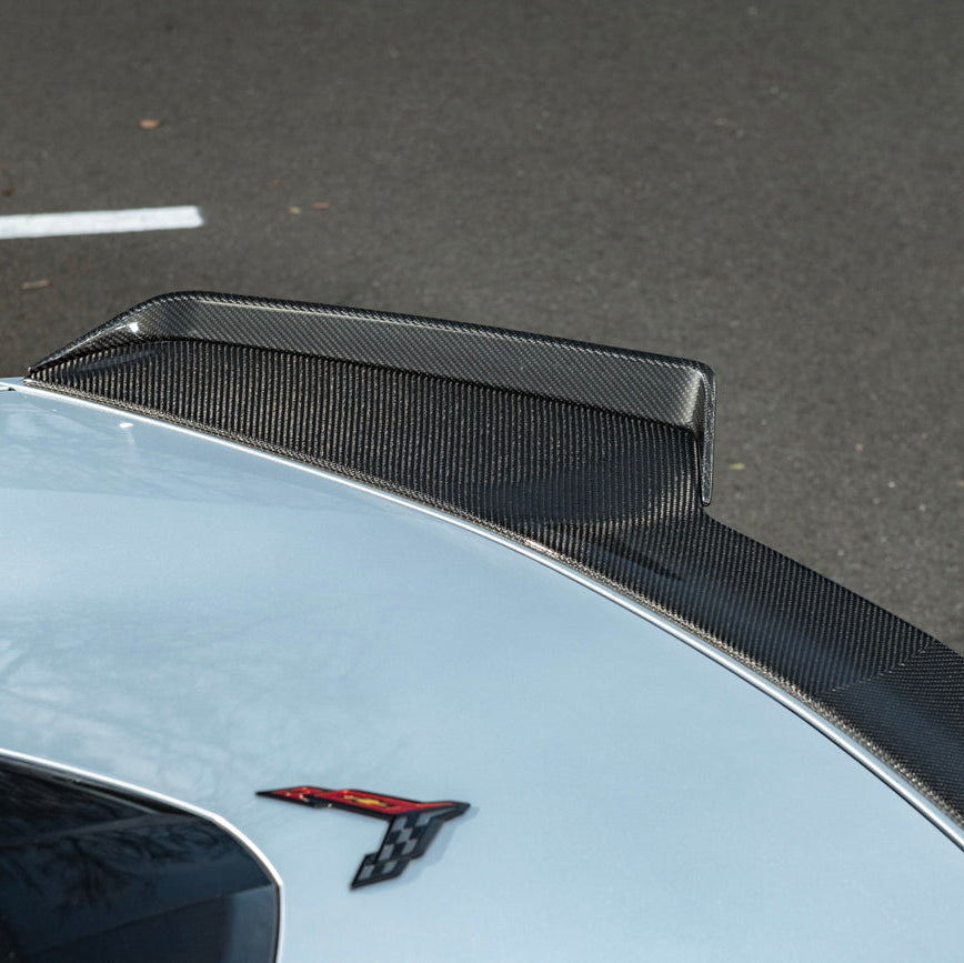 Corvette C8 Z06 DRY CARBON FIBER 1.5" Extended Rear Wing Wickerbill Winglets