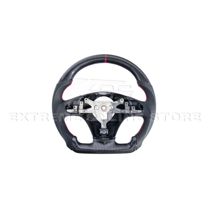 2012-13 Corvette C6 CARBON FIBER Perforated Leather Red Stripe Steering Wheel