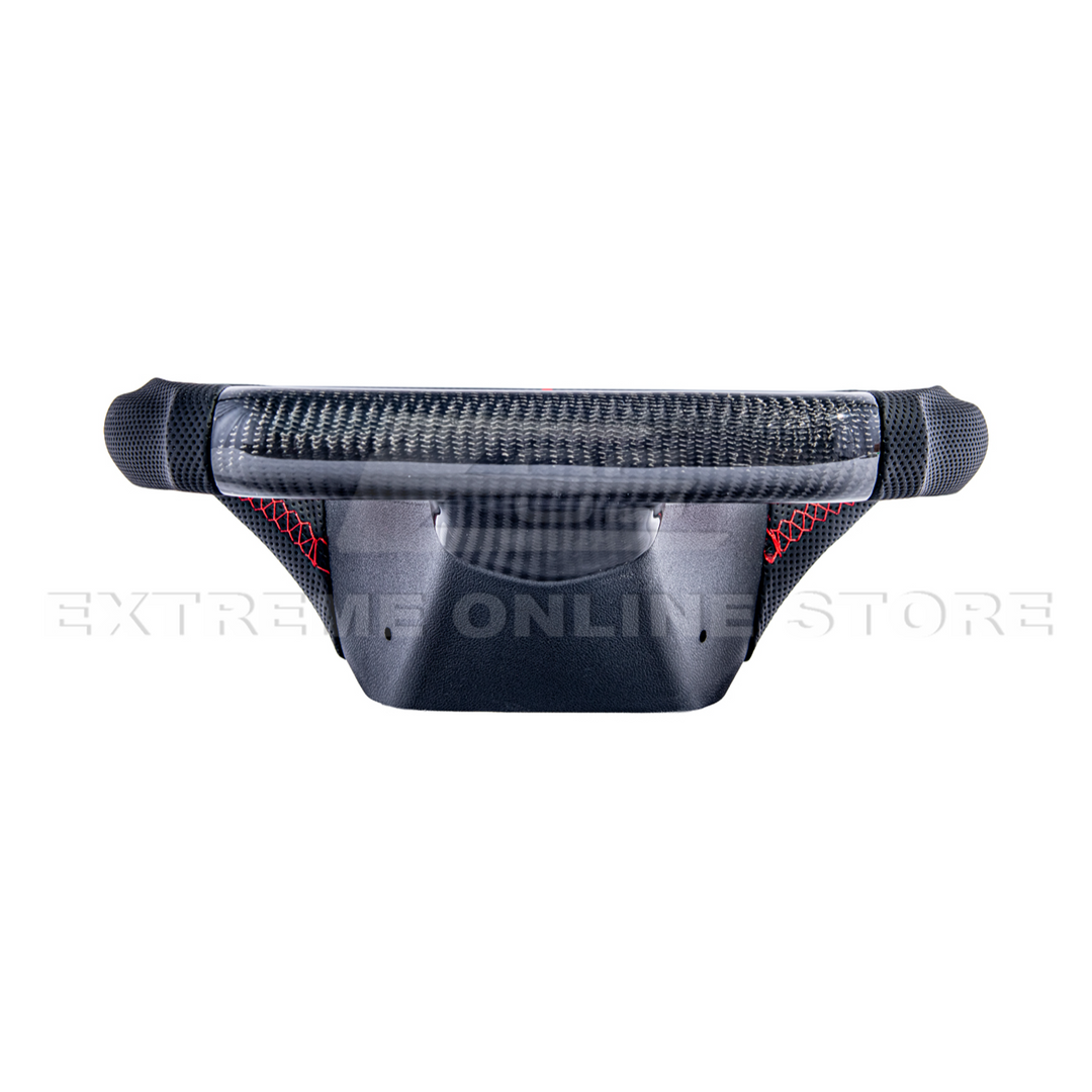2012-13 Corvette C6 CARBON FIBER Perforated Leather Red Stripe Steering Wheel