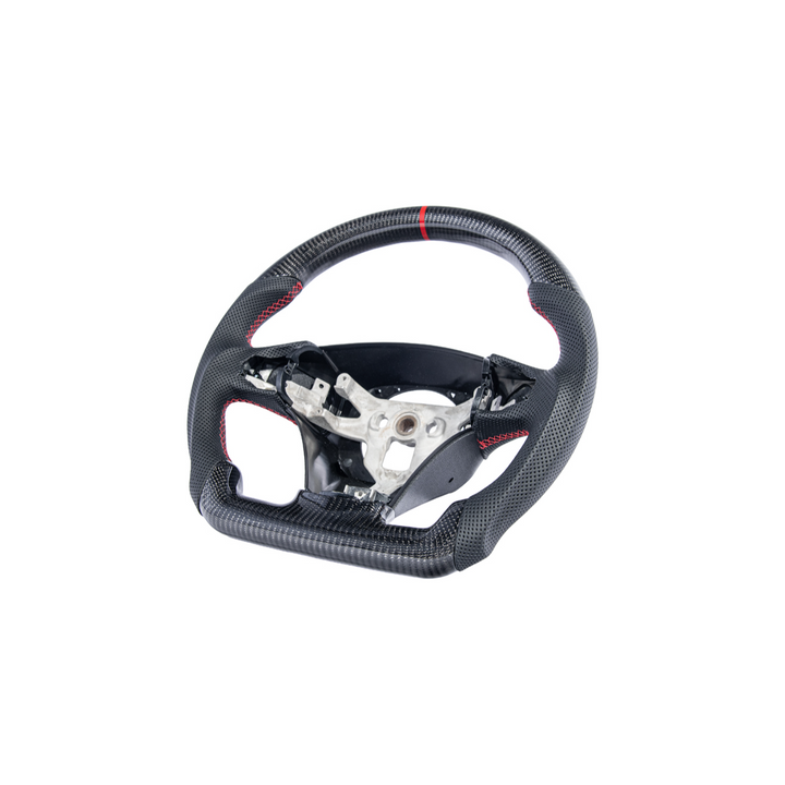 2006-13 Corvette C6 CARBON FIBER Perforated Leather Red Stripe Steering Wheel