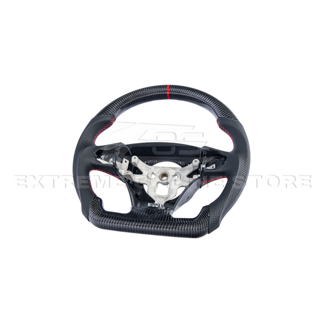 2012-13 Corvette C6 CARBON FIBER Perforated Leather Red Stripe Steering Wheel