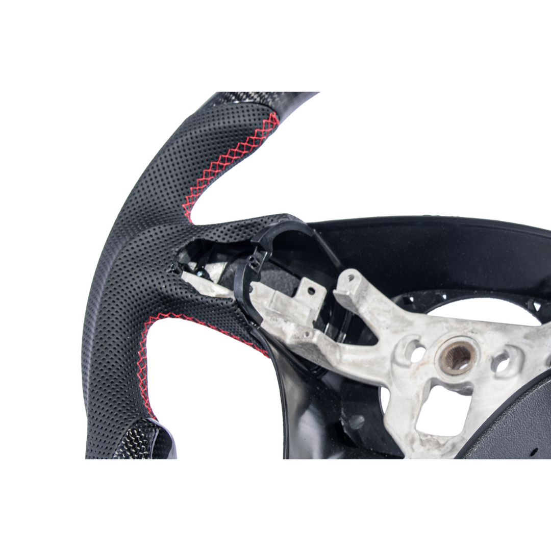 2006-13 Corvette C6 CARBON FIBER Perforated Leather Red Stripe Steering Wheel